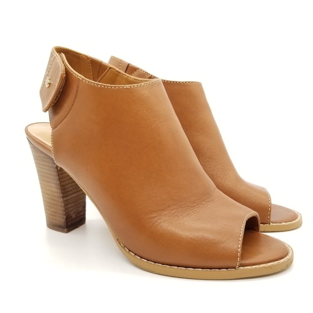 Cole Haan Wrey Peep Toe Stacked Heel Booties Sz 9